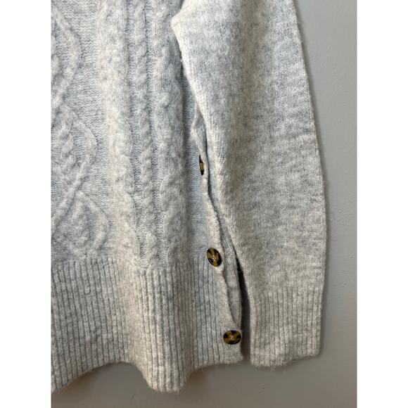 Marled Reunited Gray Knit Crewneck Sweater Large with buttons on sides - Picture 3 of 9